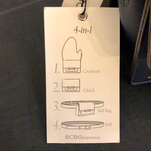 NWT-BCBGeneration TRISTAN~4-in-1~CONVERTIBLE Bag-Gold Chain & Faux Leather Strap - Picture 5 of 9